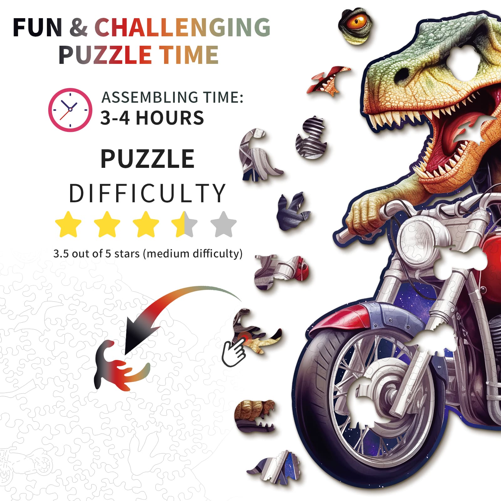 Whimsical Wooden Jigsaw Puzzle - Raptor Riders - pickApuzzle