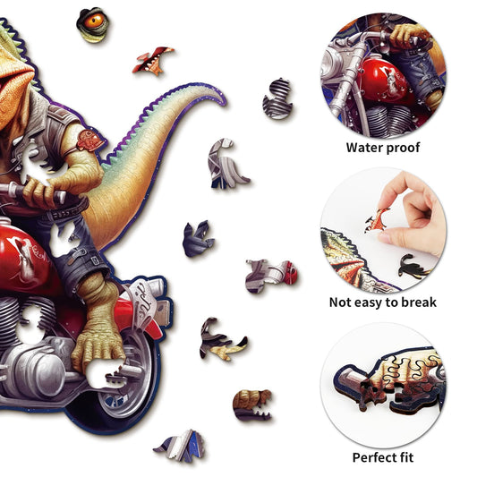 Whimsical Wooden Jigsaw Puzzle - Raptor Riders - pickApuzzle