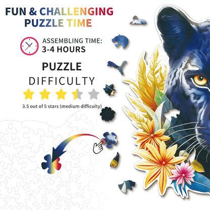 Whimsical Wooden Jigsaw Puzzle - Resolute Black Panther - pickApuzzle