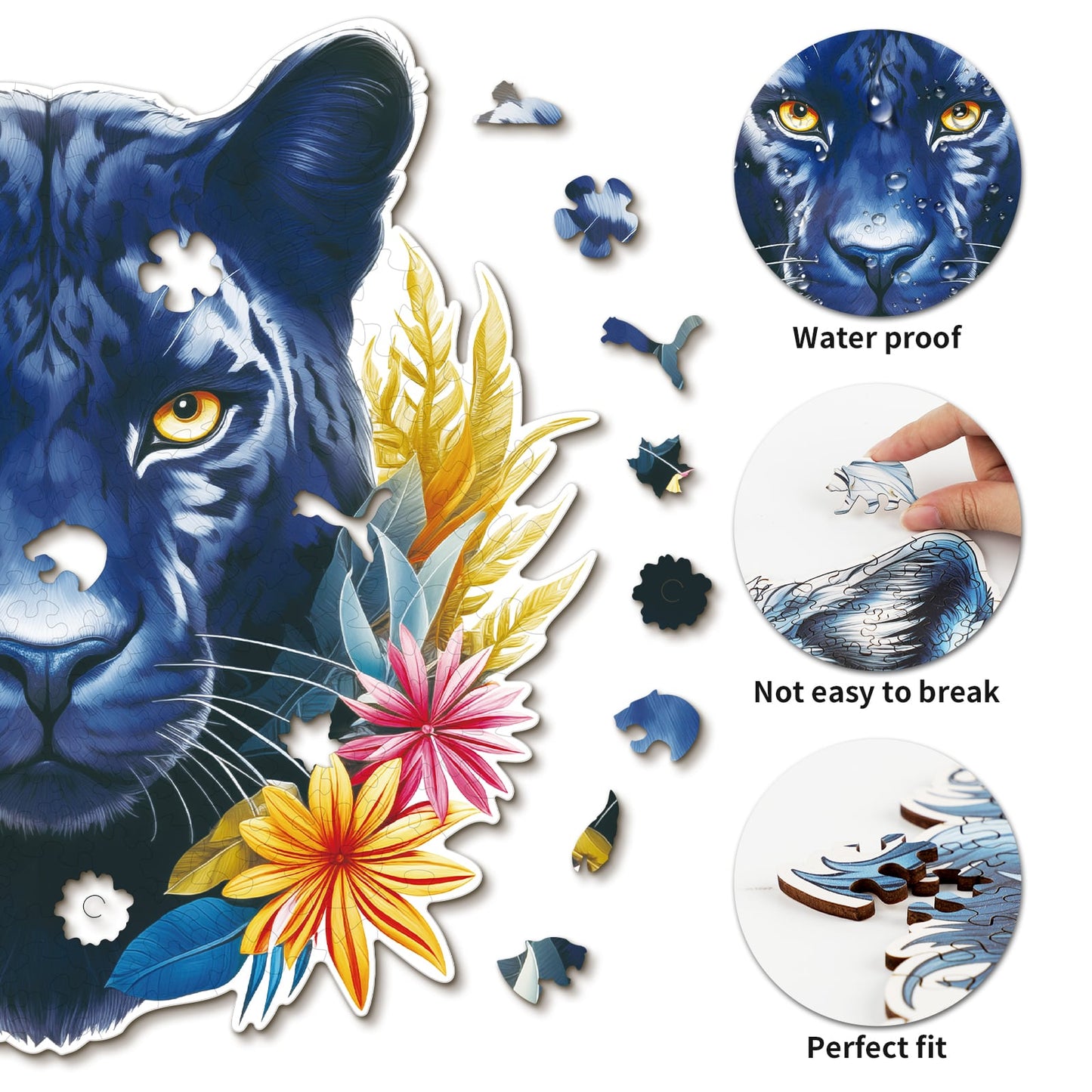 Whimsical Wooden Jigsaw Puzzle - Resolute Black Panther - pickApuzzle
