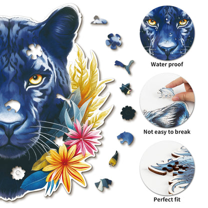 Whimsical Wooden Jigsaw Puzzle - Resolute Black Panther - pickApuzzle
