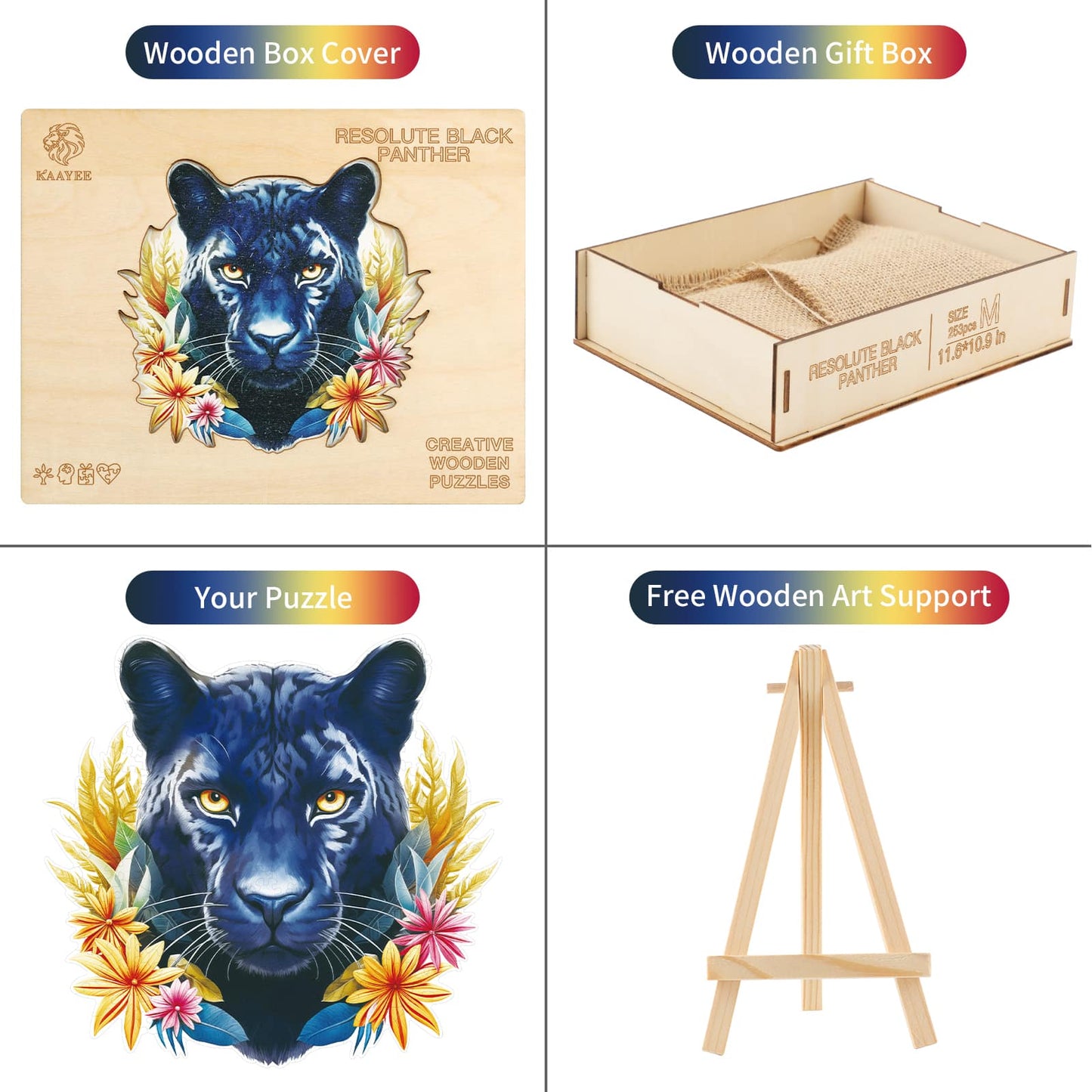 Whimsical Wooden Jigsaw Puzzle - Resolute Black Panther - pickApuzzle