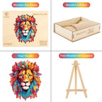 Whimsical Wooden Jigsaw Puzzle-Resolute Lion