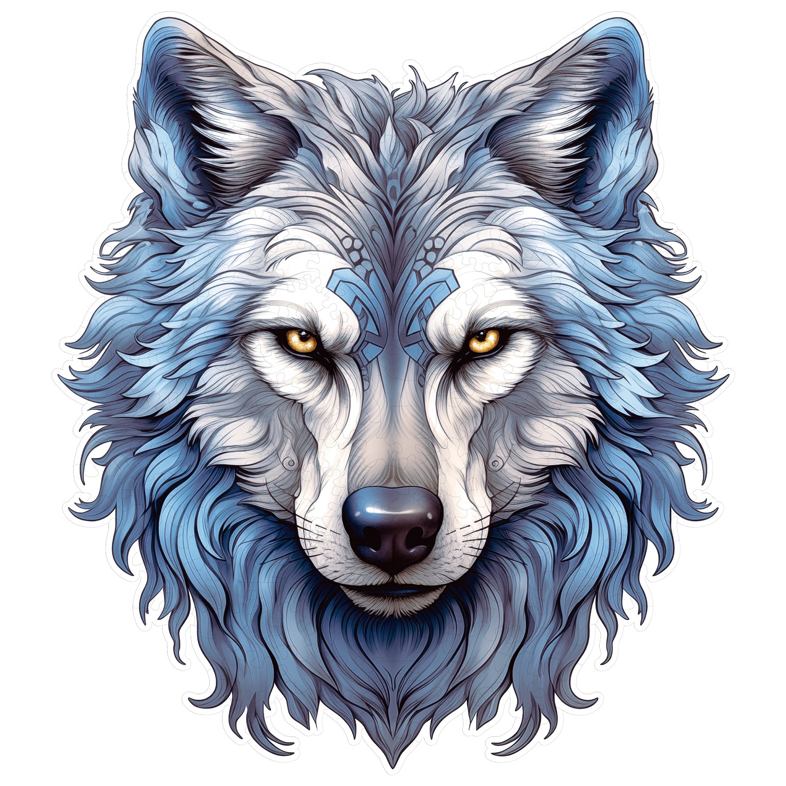 Whimsical Wooden Jigsaw Puzzle - Resolute Snow Wolf - pickApuzzle