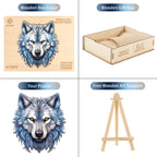 Whimsical Wooden Jigsaw Puzzle - Resolute Snow Wolf - pickApuzzle