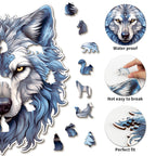 Whimsical Wooden Jigsaw Puzzle - Resolute Snow Wolf - pickApuzzle