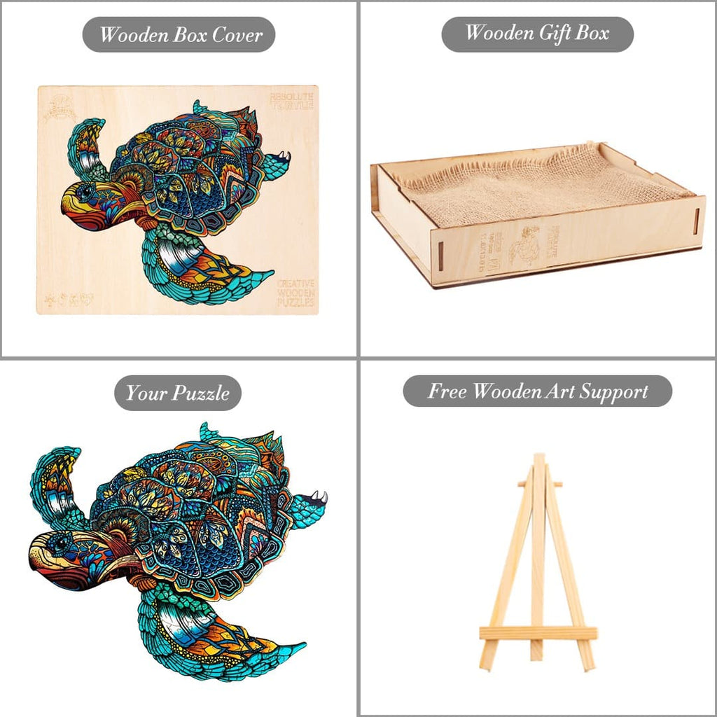 Whimsical Wooden Jigsaw Puzzle-RESOLUTE TURTLE