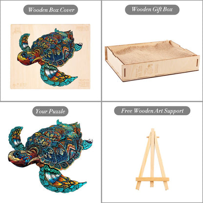 Whimsical Wooden Jigsaw Puzzle-RESOLUTE TURTLE