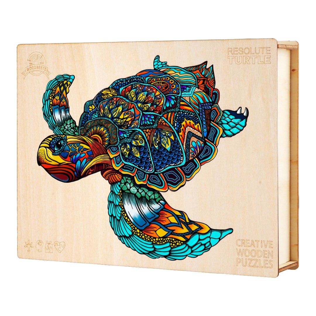 Whimsical Wooden Jigsaw Puzzle-RESOLUTE TURTLE