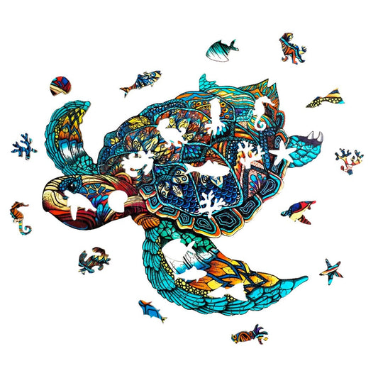 Whimsical Wooden Jigsaw Puzzle-RESOLUTE TURTLE