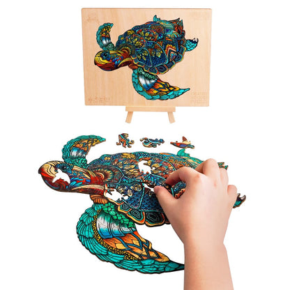 Whimsical Wooden Jigsaw Puzzle-RESOLUTE TURTLE