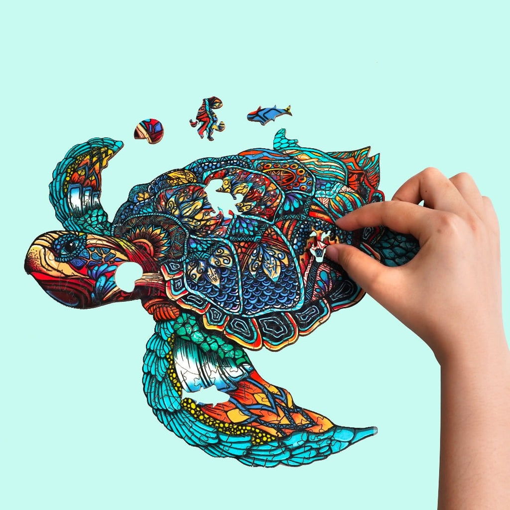 Whimsical Wooden Jigsaw Puzzle-RESOLUTE TURTLE