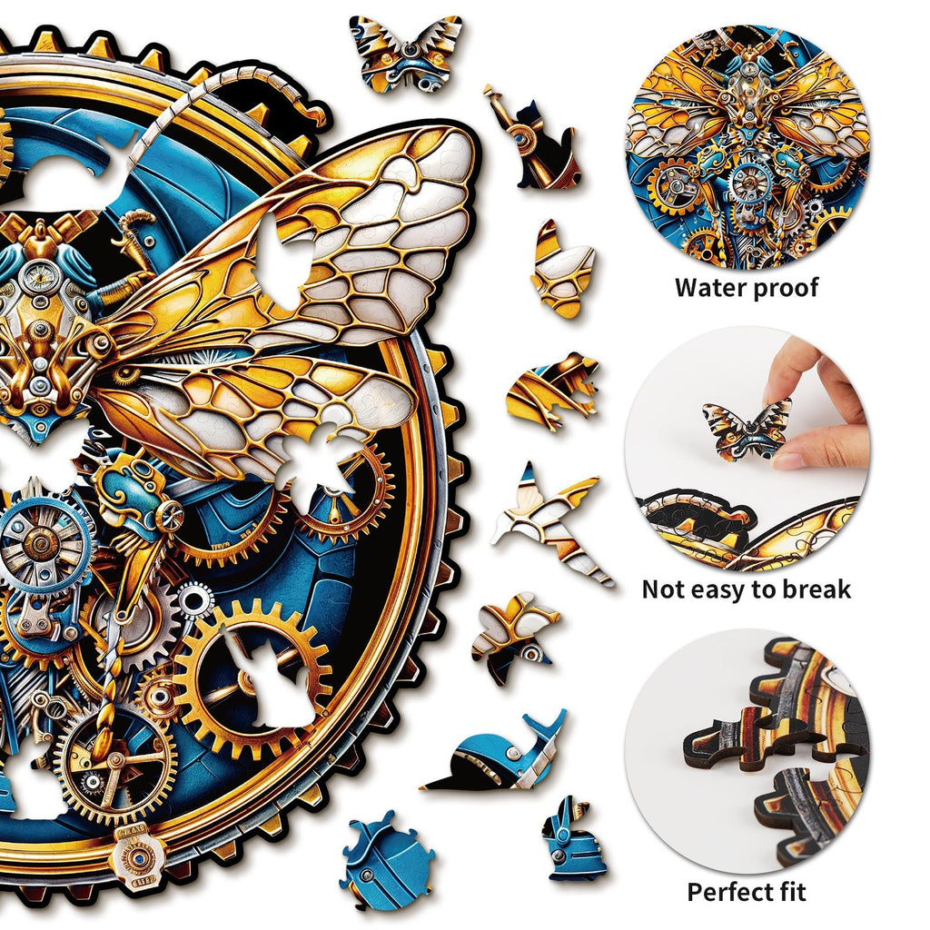 Whimsical Wooden Jigsaw Puzzle - Retro Mechanical Butterfly - pickApuzzle