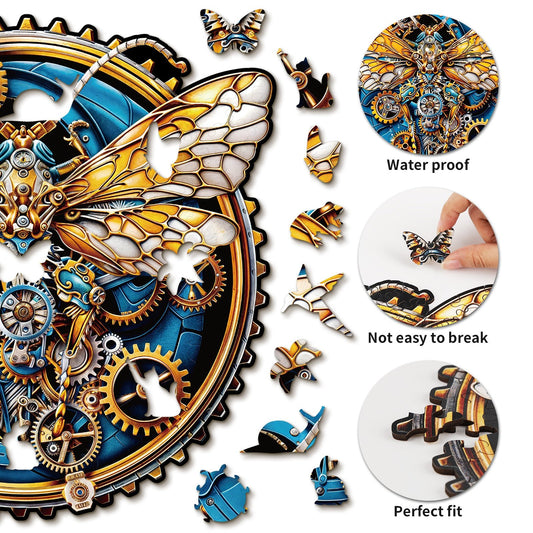 Engaging Wooden Jigsaw Puzzle - Retro Mechanical Butterfly - pickApuzzle