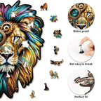 Whimsical Wooden Jigsaw Puzzle - Retro Mechanical Lion - pickApuzzle