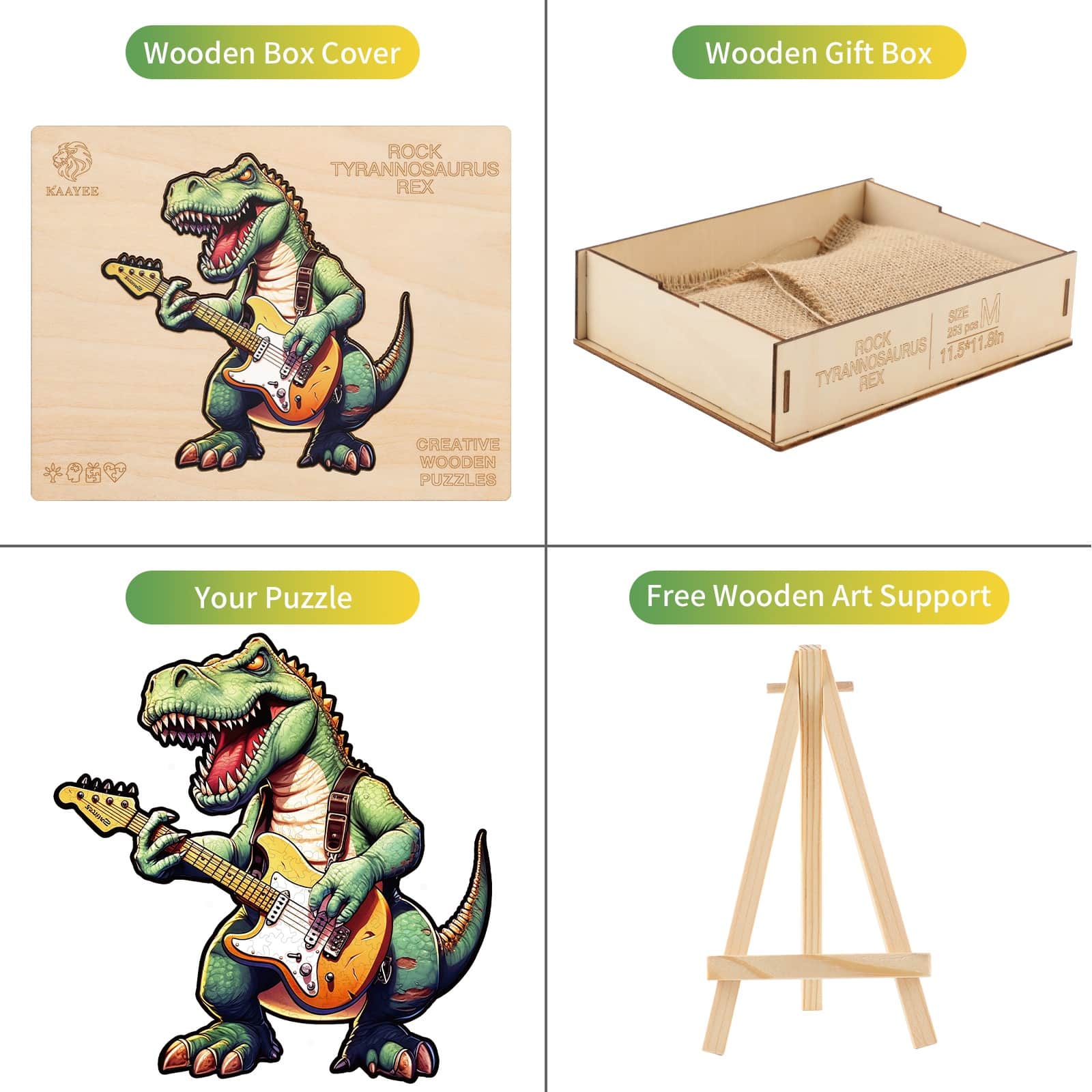 Whimsical Wooden Jigsaw Puzzle - Rock T - Rex - pickApuzzle