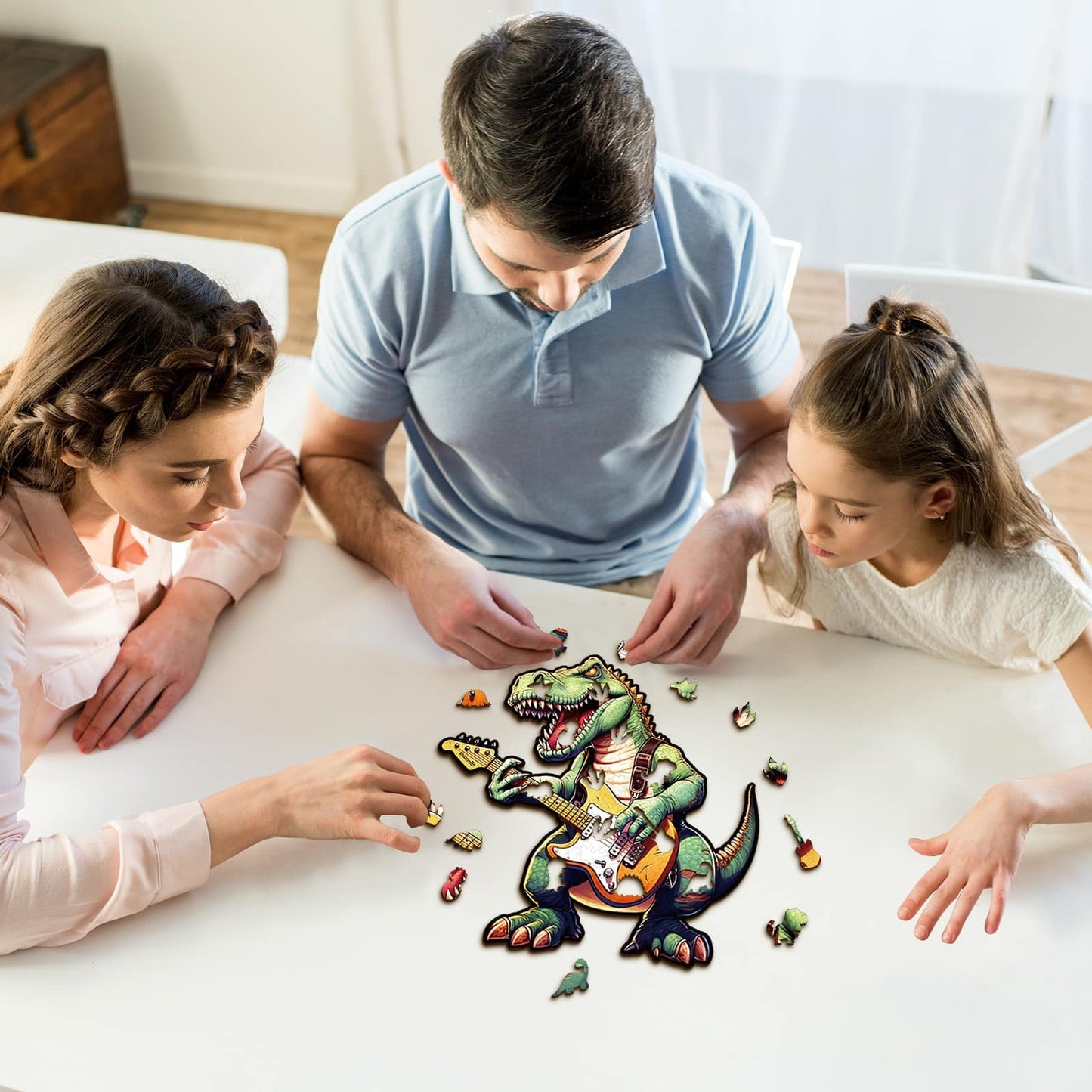 Whimsical Wooden Jigsaw Puzzle - Rock T - Rex - pickApuzzle