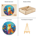 Whimsical Wooden Jigsaw Puzzle - Scratching Cat - pickApuzzle