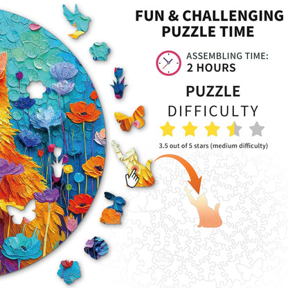 Whimsical Wooden Jigsaw Puzzle - Scratching Cat - pickApuzzle
