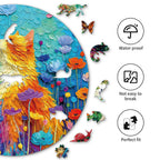 Whimsical Wooden Jigsaw Puzzle - Scratching Cat - pickApuzzle