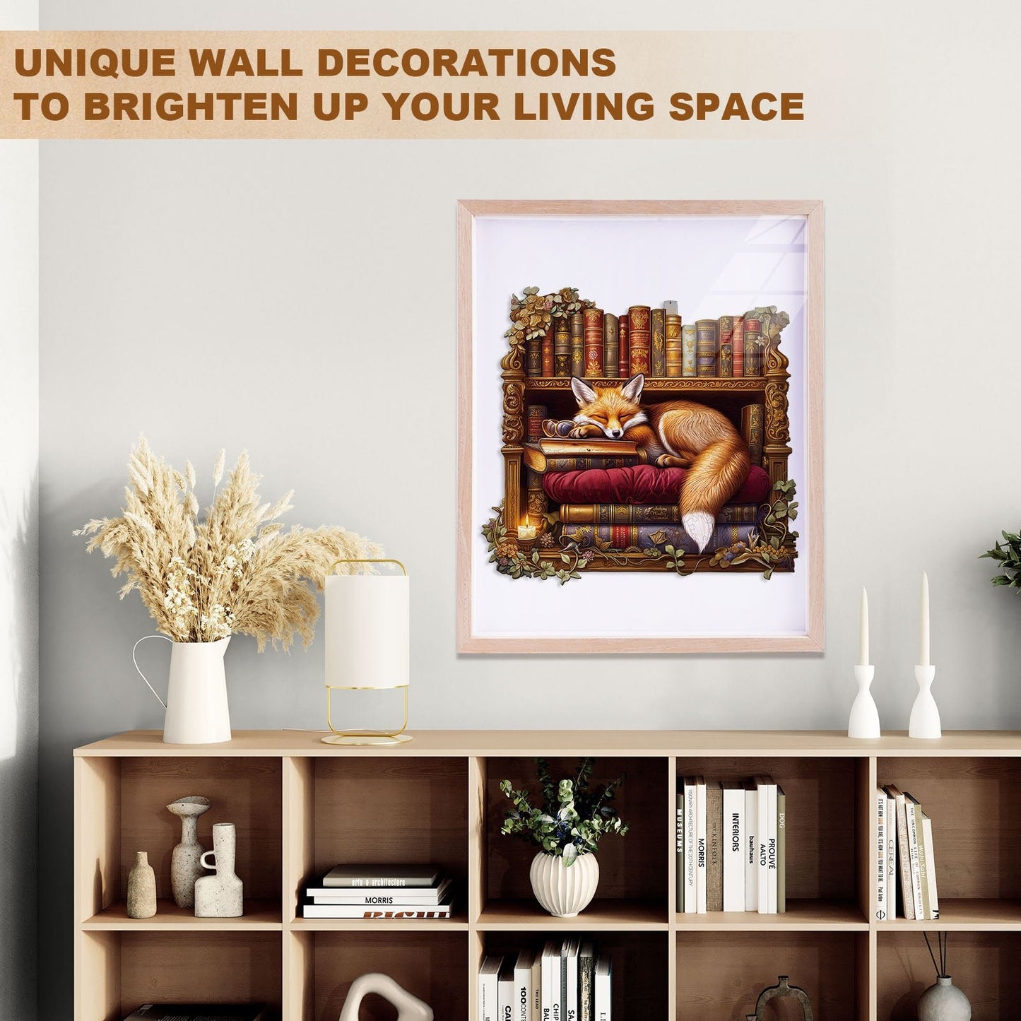 Whimsical Wooden Jigsaw Puzzle - Sleep Library - Fox - pickApuzzle