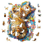 Whimsical Wooden Jigsaw Puzzle - Sleeping Cat - pickApuzzle