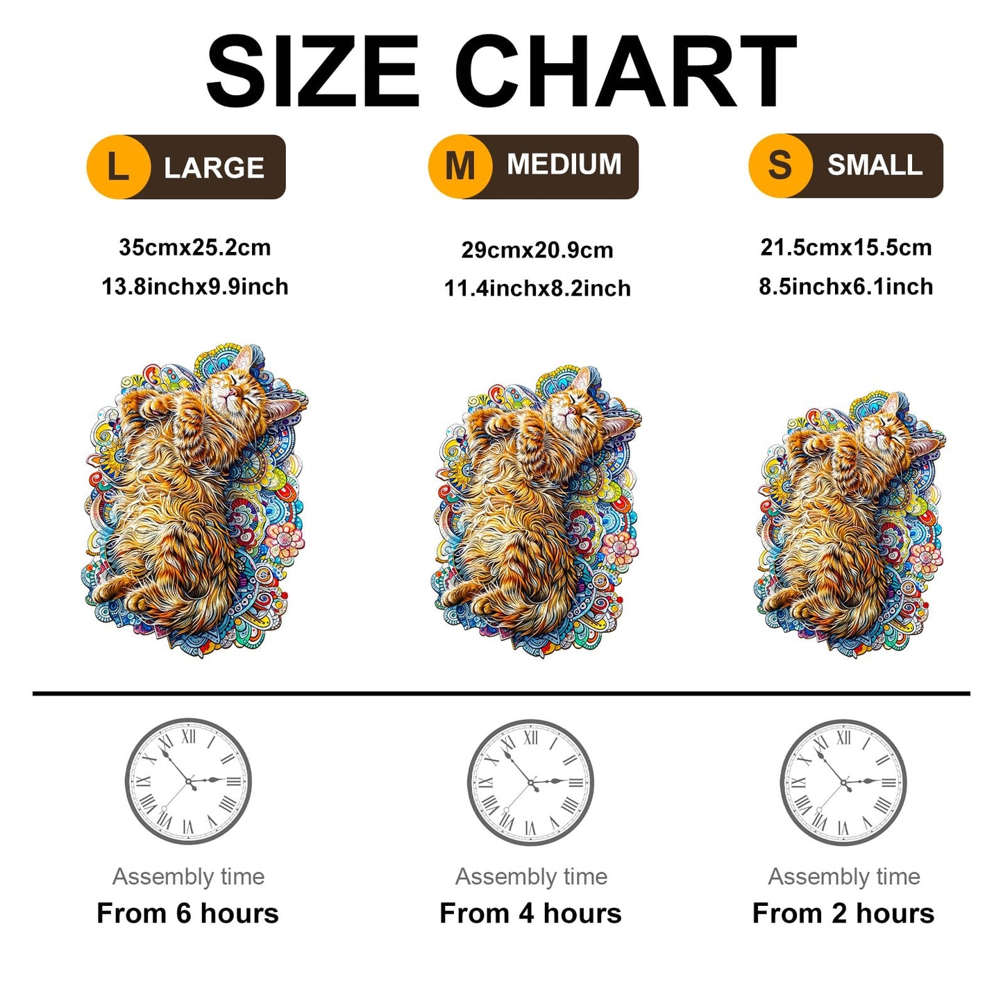 Whimsical Wooden Jigsaw Puzzle - Sleeping Cat - pickApuzzle