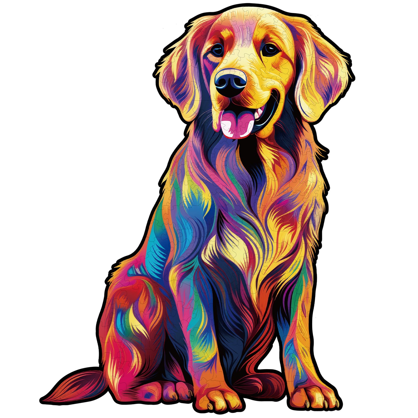 Ausgefallenes Holzpuzzle – Lächelnder Golden Retriever