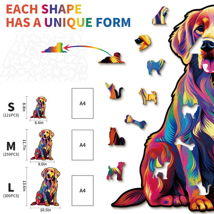 Ausgefallenes Holzpuzzle – Lächelnder Golden Retriever