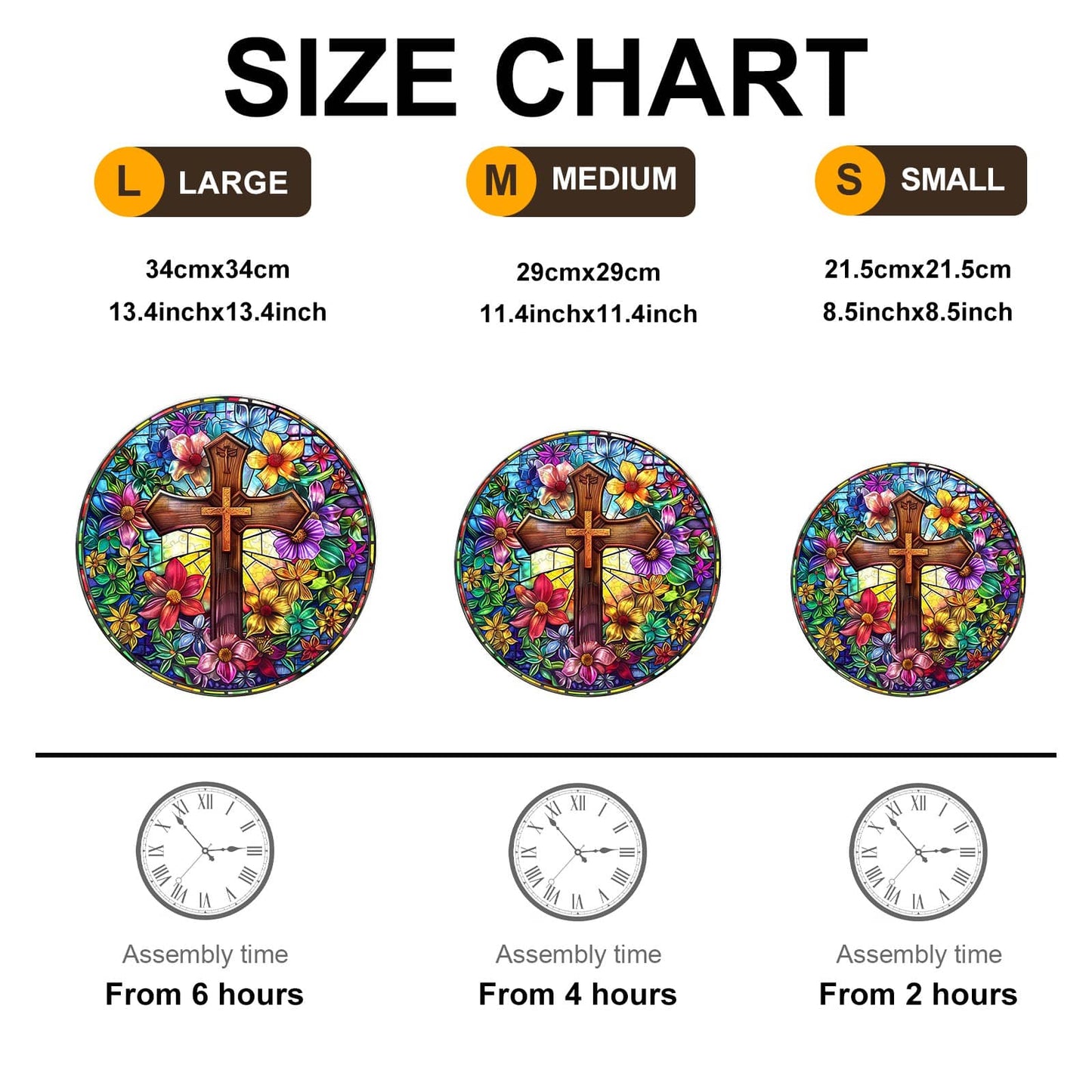 Whimsical Wooden Jigsaw Puzzle - Stained Glass Cross - pickApuzzle