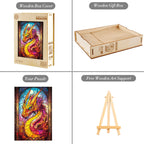 Whimsical Wooden Jigsaw Puzzle-Stained glass dragon