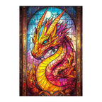 Whimsical Wooden Jigsaw Puzzle-Stained glass dragon