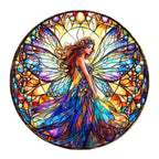 Whimsical Wooden Jigsaw Puzzle-Stained Glass Fairy