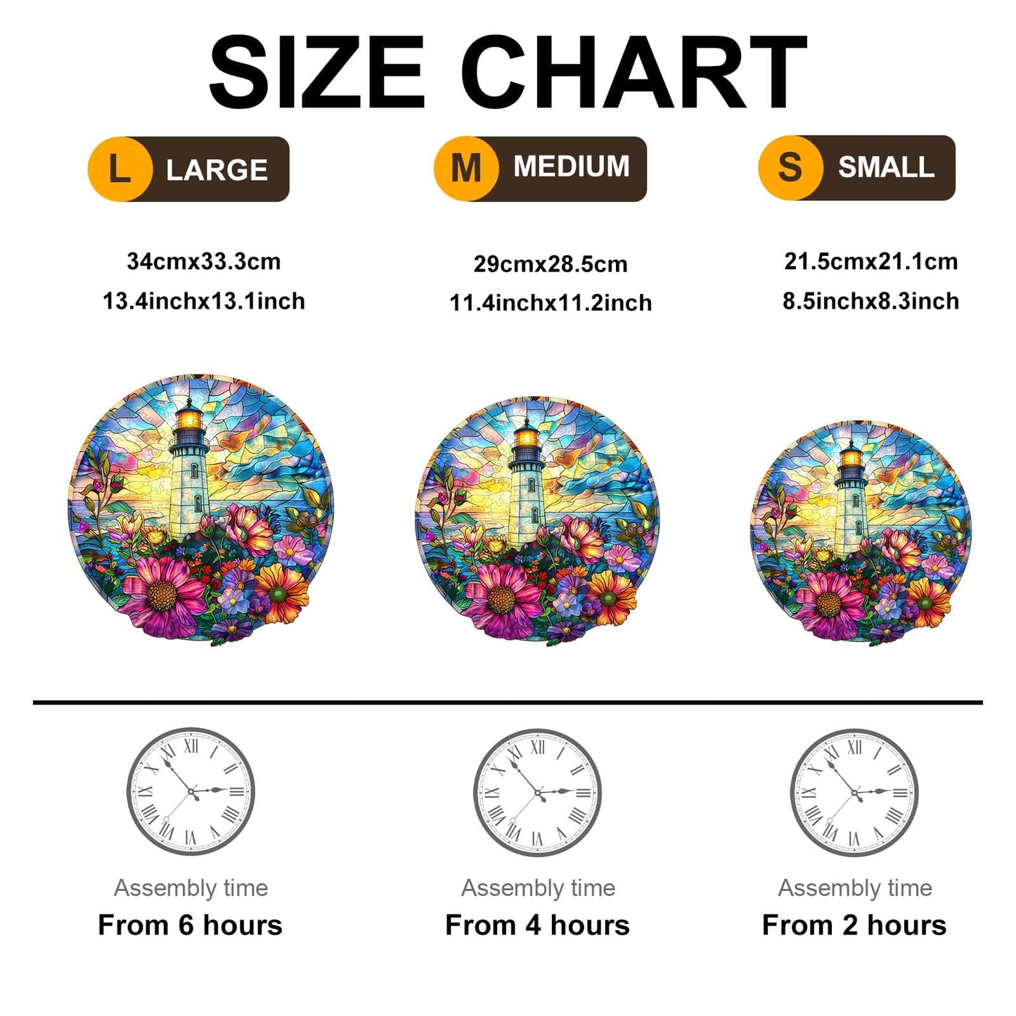 Whimsical Wooden Jigsaw Puzzle - Stained Glass Lighthouse - pickApuzzle