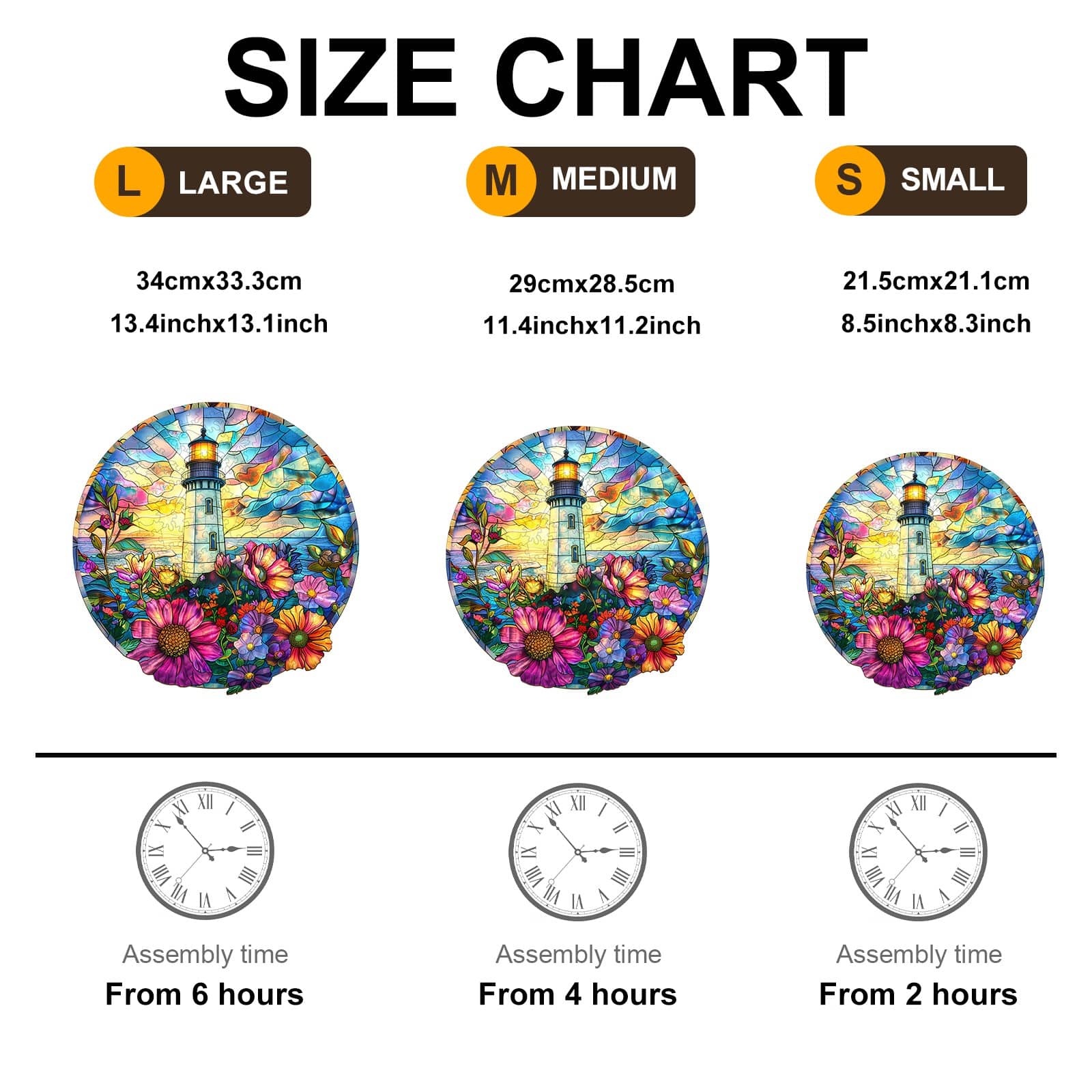 Whimsical Wooden Jigsaw Puzzle - Stained Glass Lighthouse - pickApuzzle