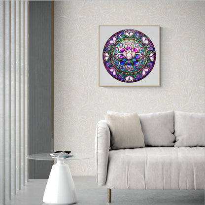 Whimsical Wooden Jigsaw Puzzle - stained glass lotus - 1 - pickApuzzle