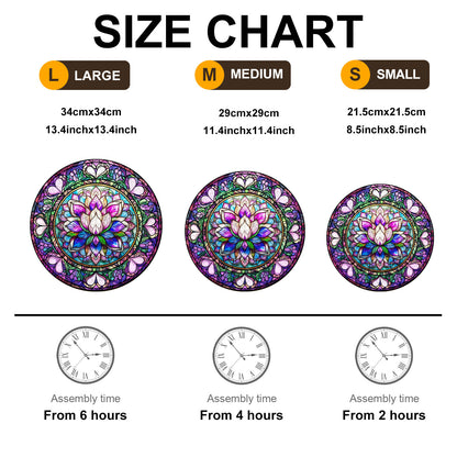 Whimsical Wooden Jigsaw Puzzle - stained glass lotus - 1 - pickApuzzle