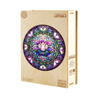 Whimsical Wooden Jigsaw Puzzle-stained glass lotus-2