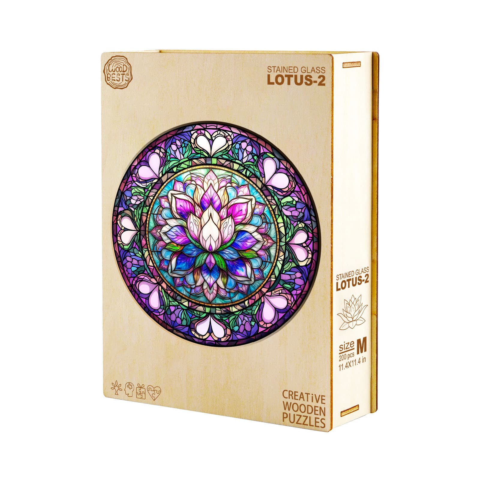 Whimsical Wooden Jigsaw Puzzle-stained glass lotus-2