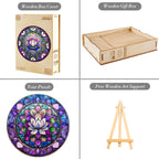 Whimsical Wooden Jigsaw Puzzle-stained glass lotus-2