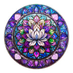 Whimsical Wooden Jigsaw Puzzle-stained glass lotus-2