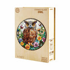 Whimsical Wooden Jigsaw Puzzle-Stained Glass Owl