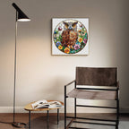 Whimsical Wooden Jigsaw Puzzle-Stained Glass Owl