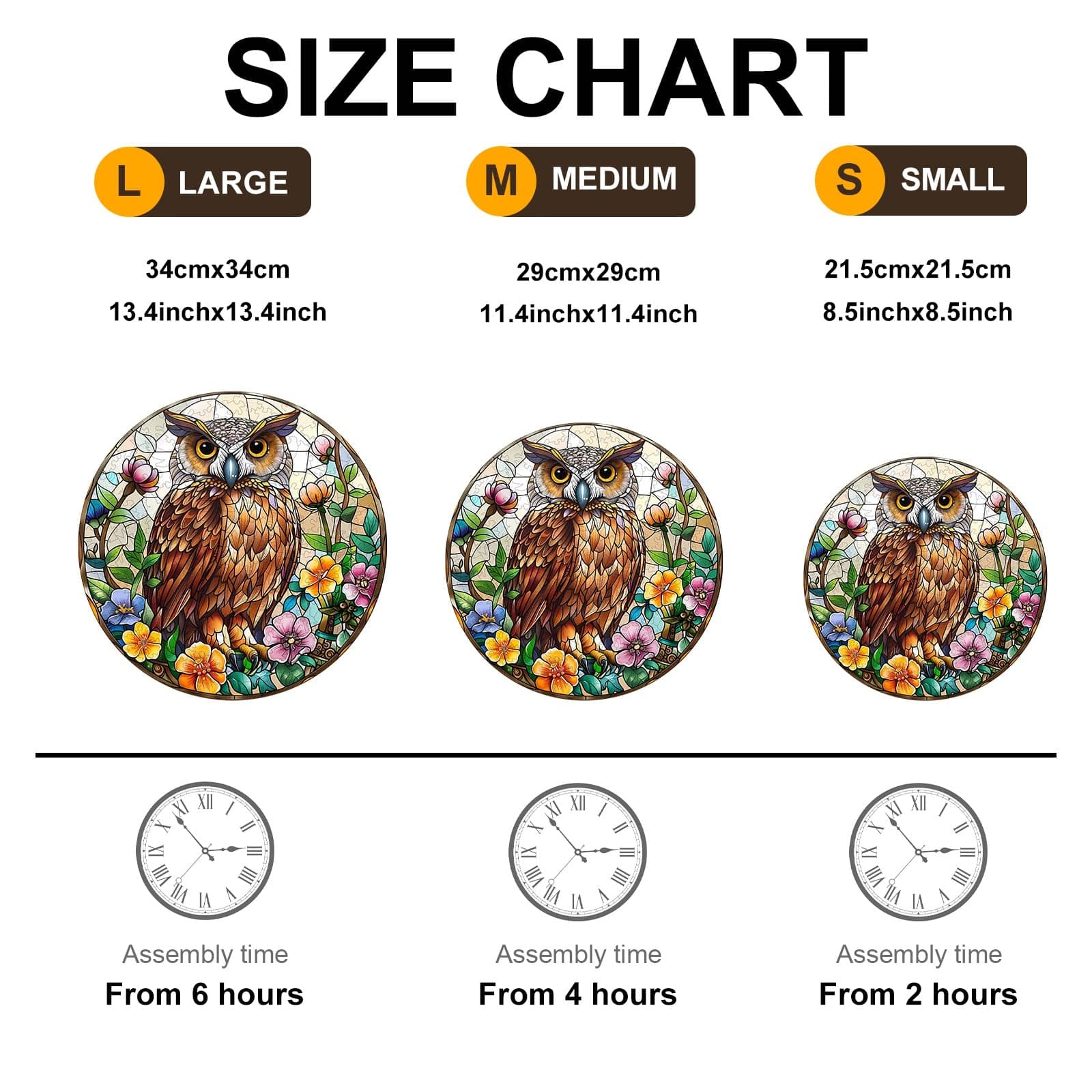 Whimsical Wooden Jigsaw Puzzle-Stained Glass Owl