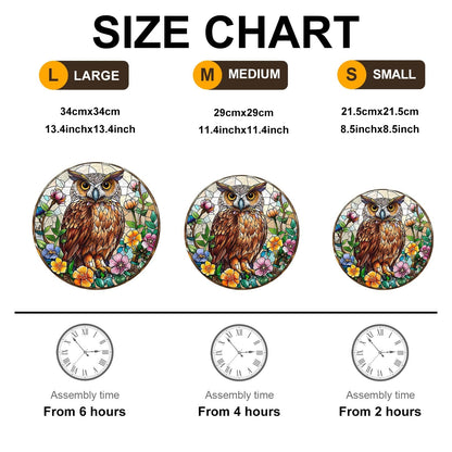 Verspieltes Holzpuzzle – Eule aus Buntglas