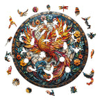 Whimsical Wooden Jigsaw Puzzle-Stained Glass Phoenix