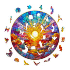 Whimsical Wooden Jigsaw Puzzle- stained glass rainbow