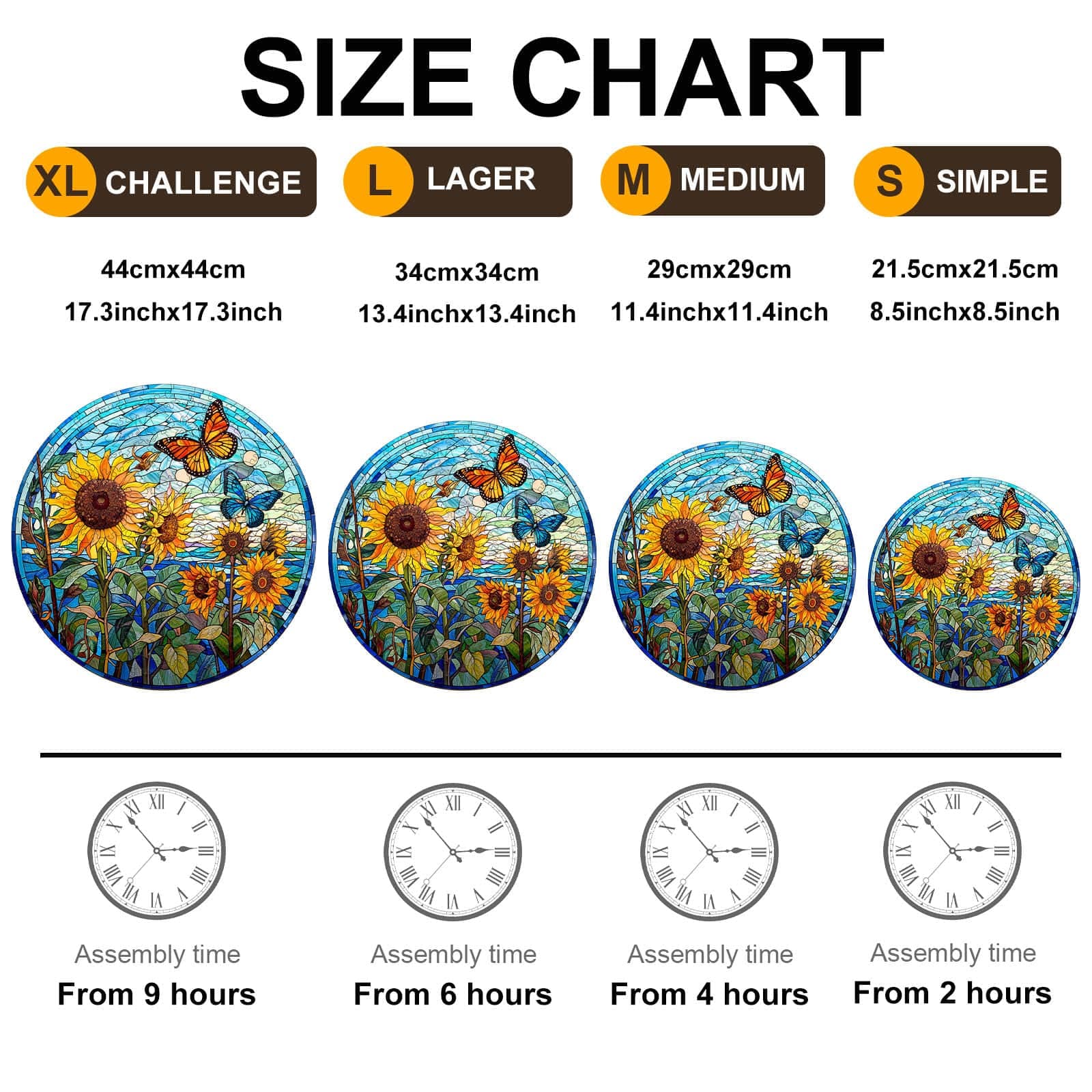 Whimsical Wooden Jigsaw Puzzle-Stained Glass Sunflower