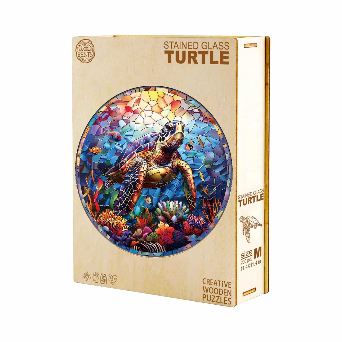 Launisches Holz-Puzzle-Buntglas-Schildkröte