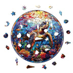 Whimsical Wooden Jigsaw Puzzle-Stained Glass turtle